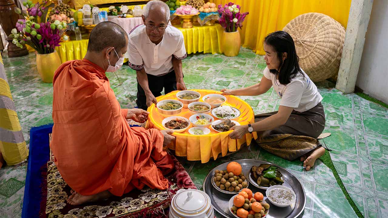 Monk blessing ceremony in Cambodia